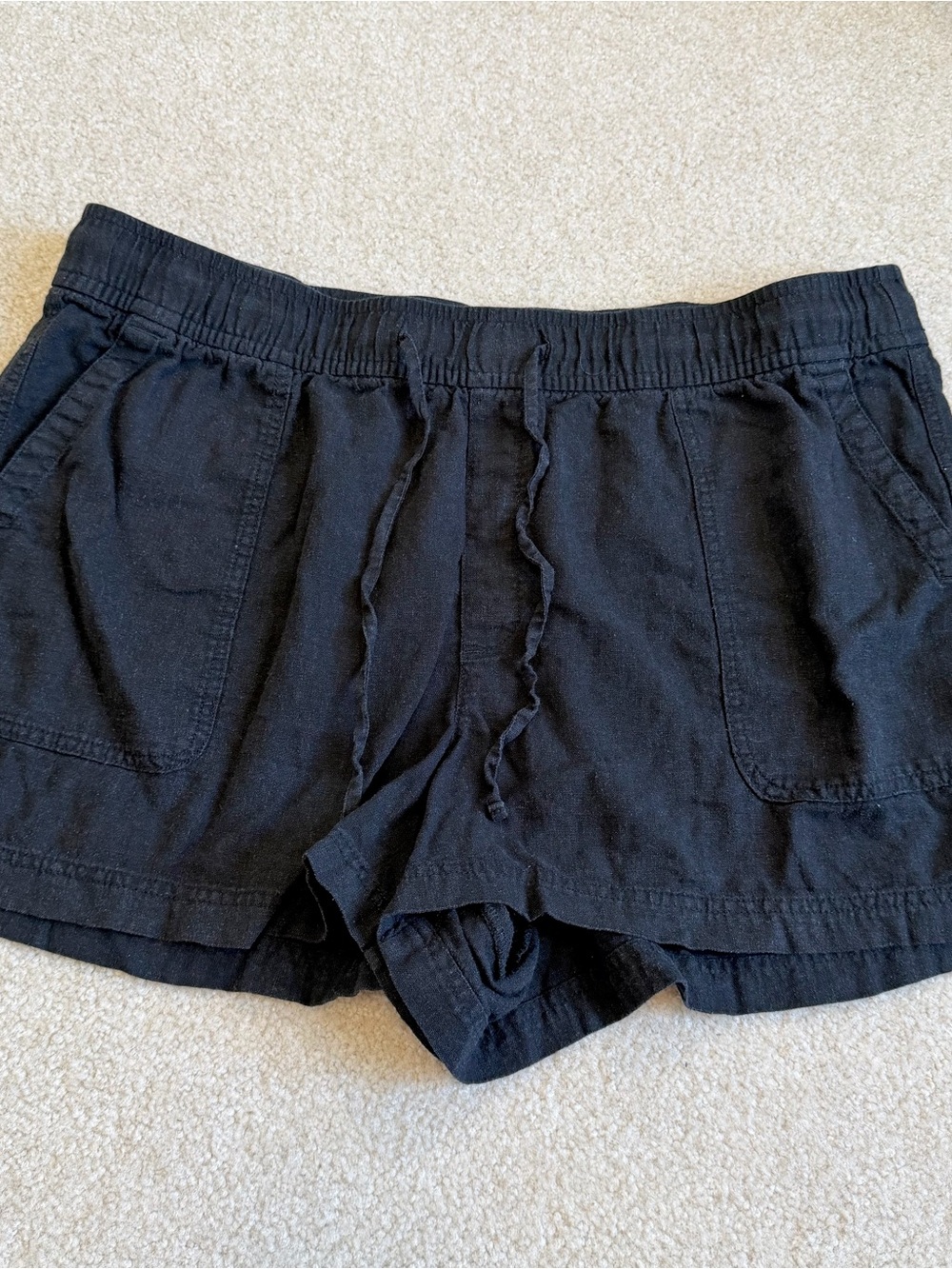 GAP Black Linen Blend Pull On Shorts Size XL